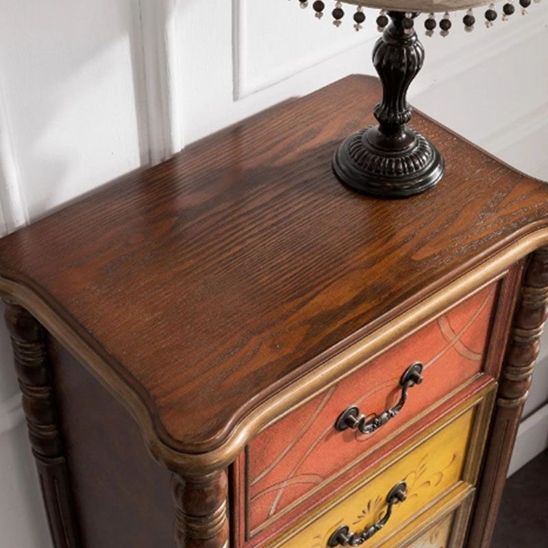 Traditional Vertical Lingerie Chest Rubber Wood Storage Bachelor Chest for Bedroom