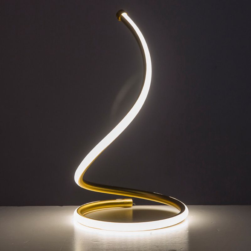 Curling Nightstand Lamp Simple Artistic Metal Bedside LED Linear Table Lighting