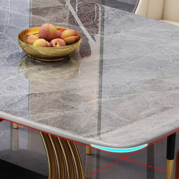 Glam Dinner Table Rectangle Stone Dining Room Table for Kitchen