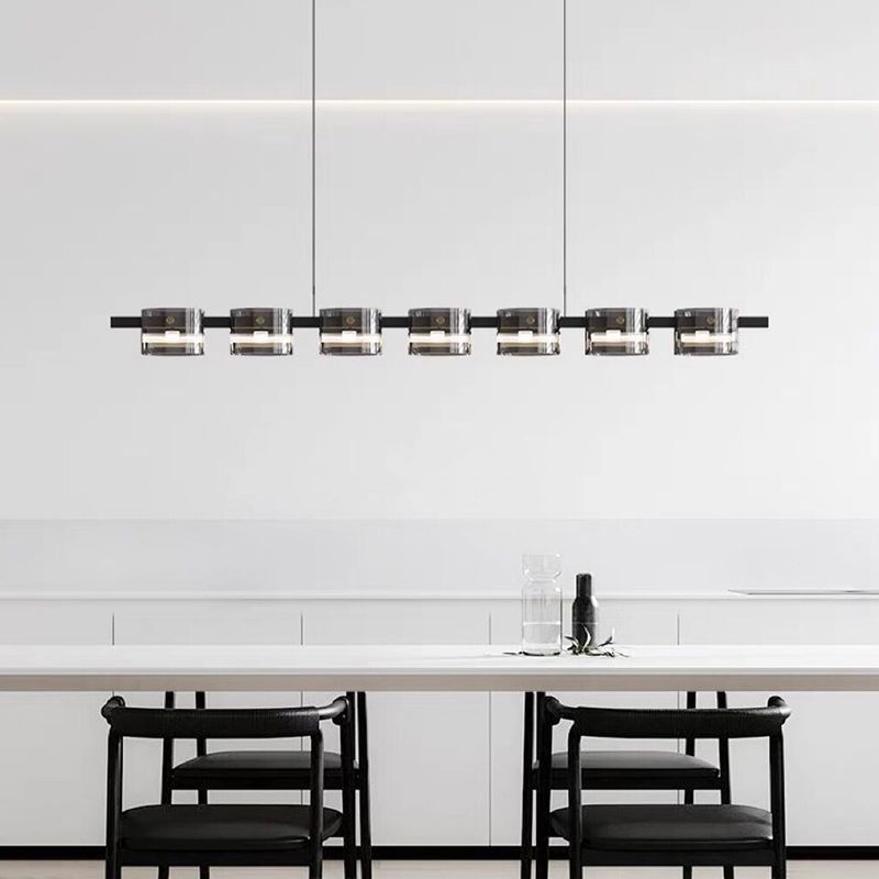 1 Light Chandelier Lighting Fixtures Modern Glass Hanging Lamp Kit in Black