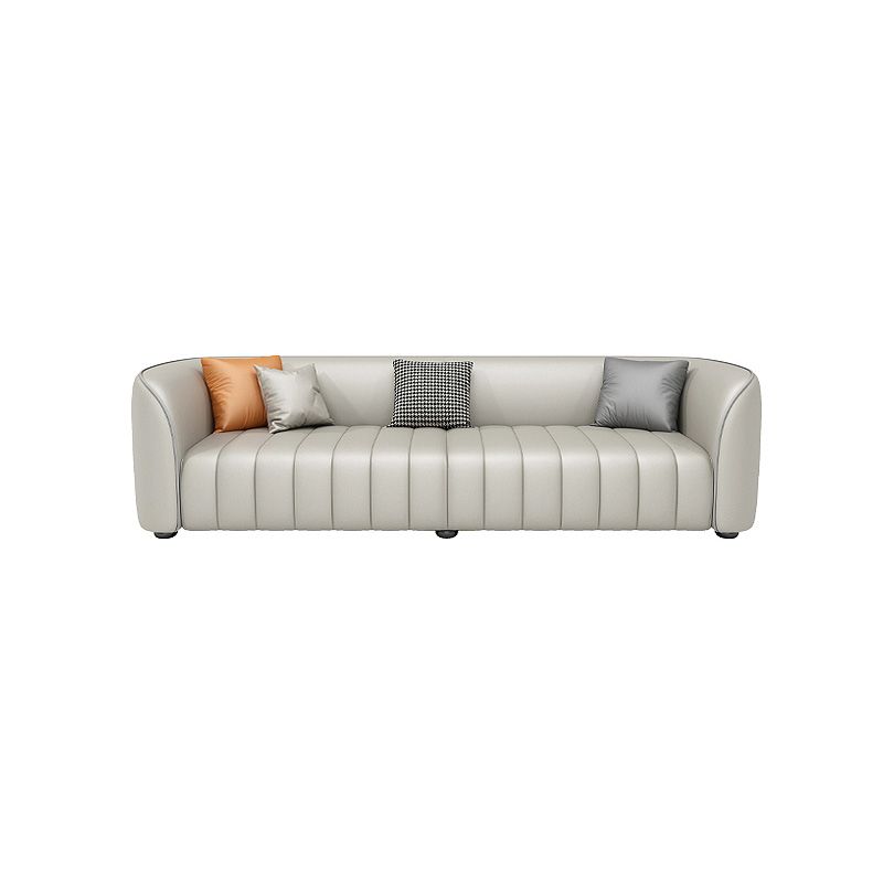 Beige Faux Leather Straight Arm Sofa/Sectional with Stain-Resistant and Wear-Resisting