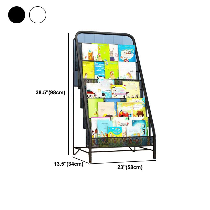 Industrial Iron Ladder Bookshelf White and Black Closed Back Bookcase for Home