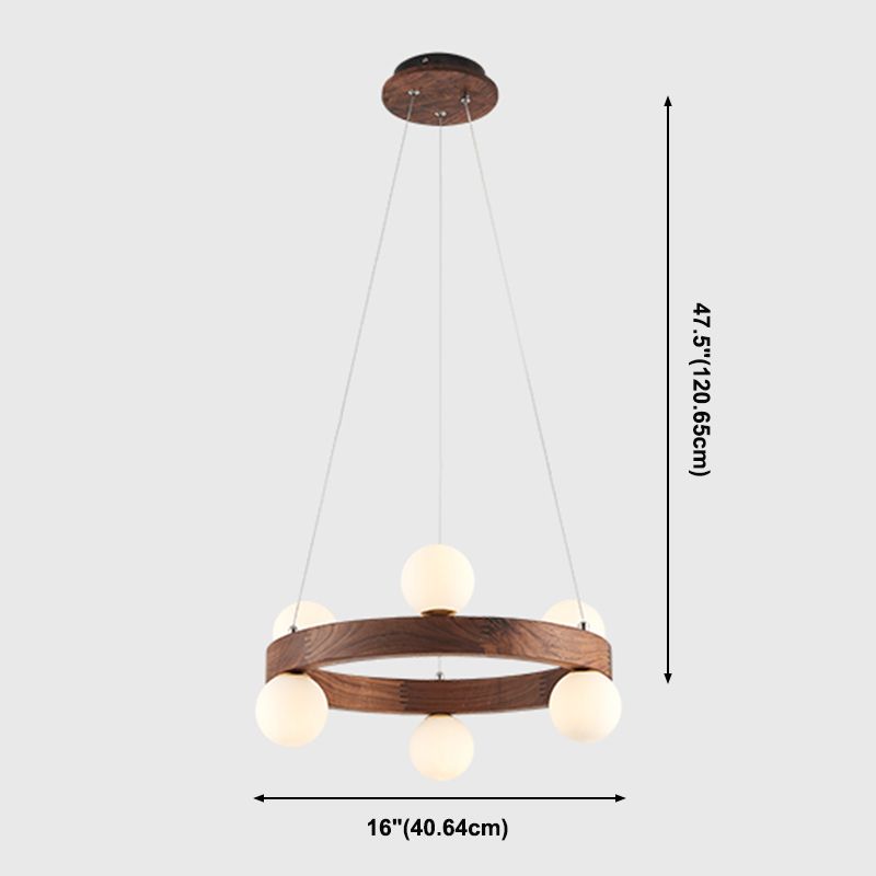 Brown Chandelier Light Fixtures Modern Multi-Head Hanging Lamps with White Glass Shade