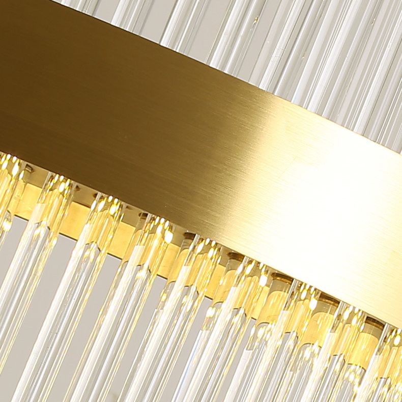 Modern Simplicity Drum Pendant Chandelier Clear Crystal Glass Hanging Light Fixture for Living Room