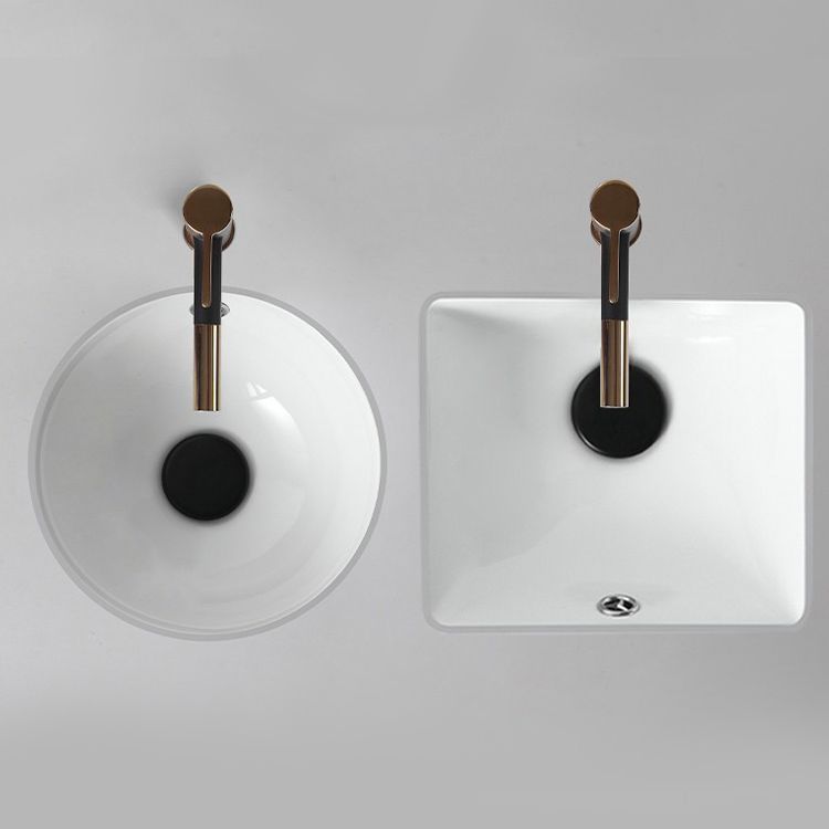 Traditional Undermount Bathroom Sink Round Porcelain Shut-Off Valve Included Basin Sink