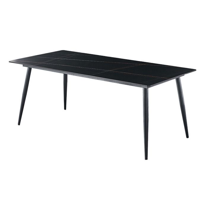Rechthoek traditionele luxe tafel gesinterde stenen tafel met 4 zwarte poten