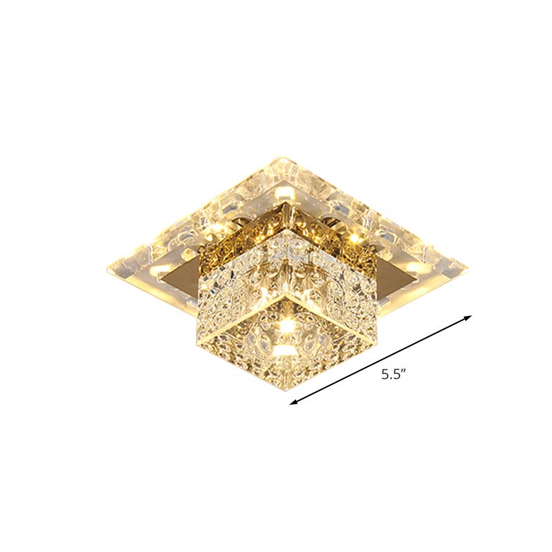 Lampada da incasso a cubo di cristallo trasparente Lampada da soffitto a LED con montaggio a incasso Simplicity per corridoio
