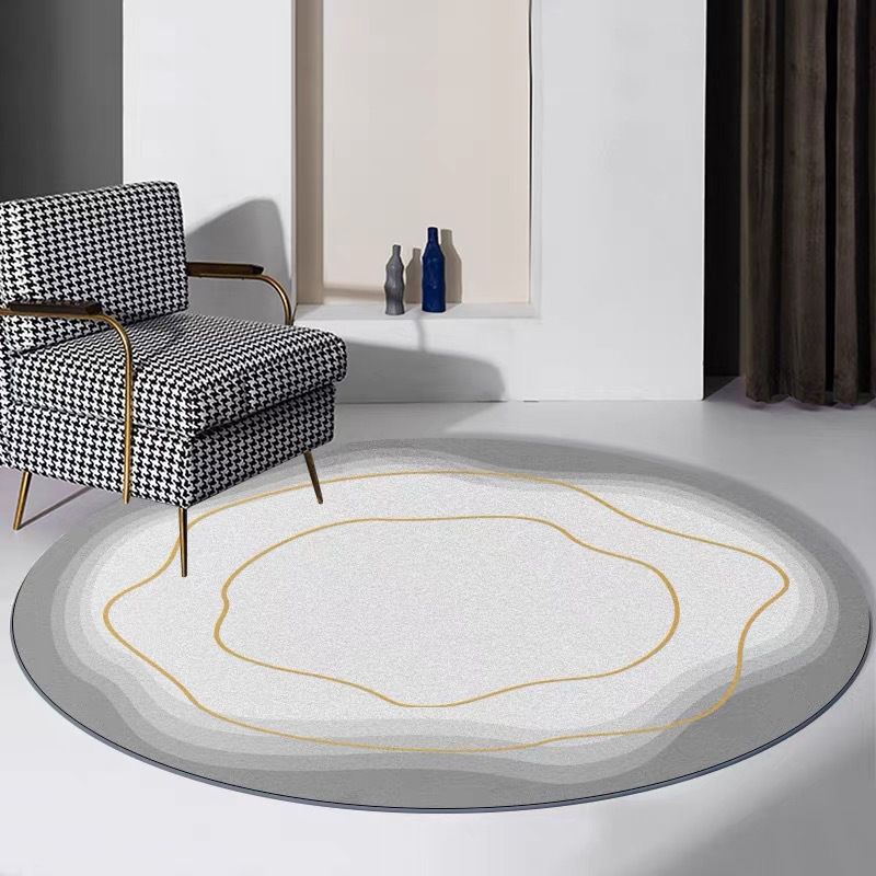 Light Gray Living Room Carpet Causal Abstract Rug Polyester Non-Split Area Rug