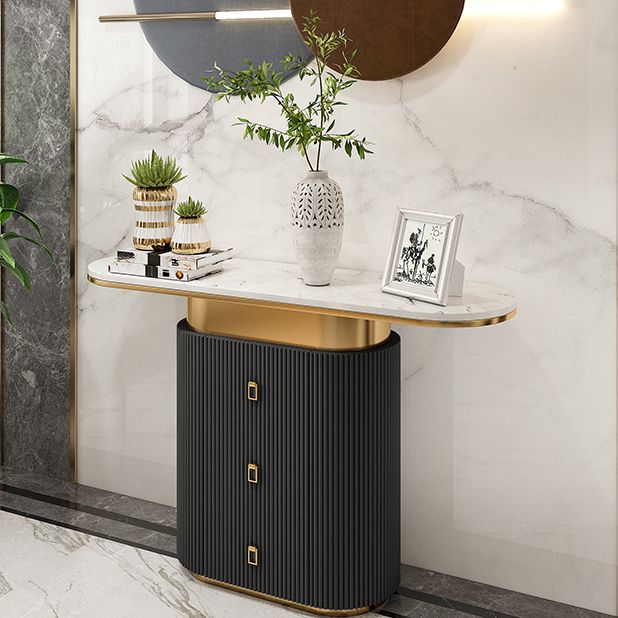 Glam Stone Console Table Scratch Resistant Console Sofa Table for Hall