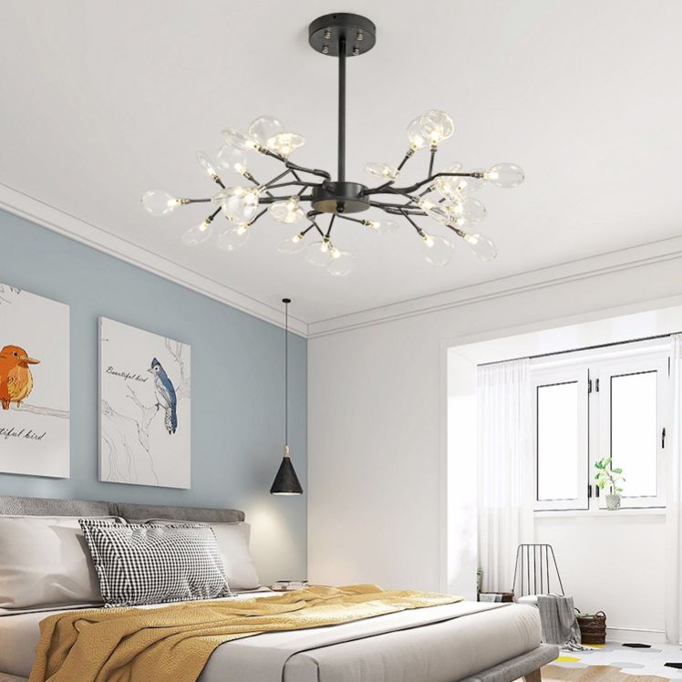 Modern Farmhouse Chandelier with Clear Acrylic Panels Shades Chandelier Lighting Fixtures