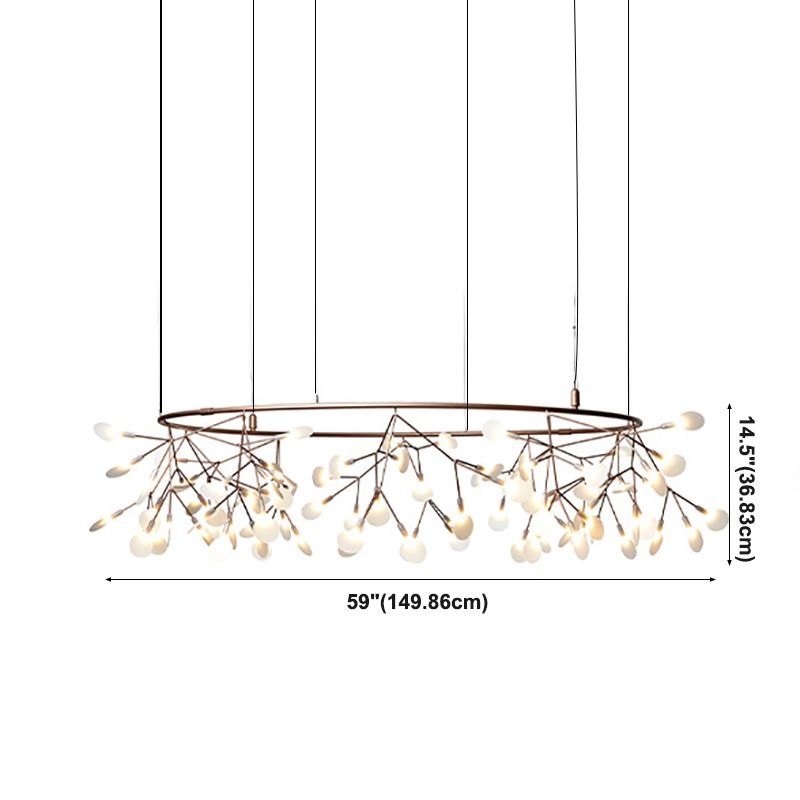 Metal White Chandelier Nordic Style Fireflies Chandelier Lamp for Living Room