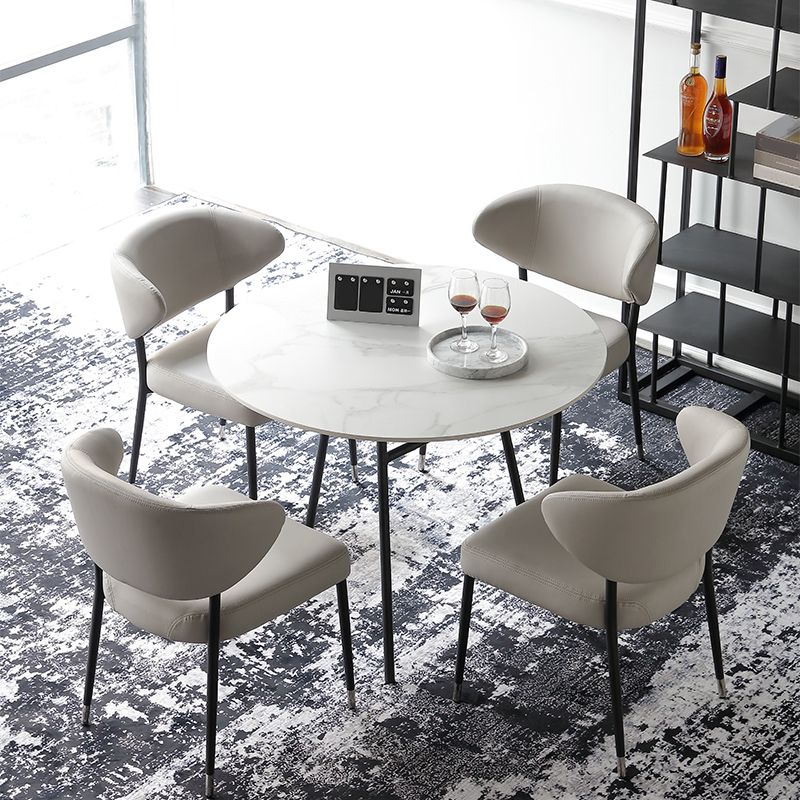 White Stone Table Set for Home 1/2/3/5 Pieces Modern Round Dinette Set