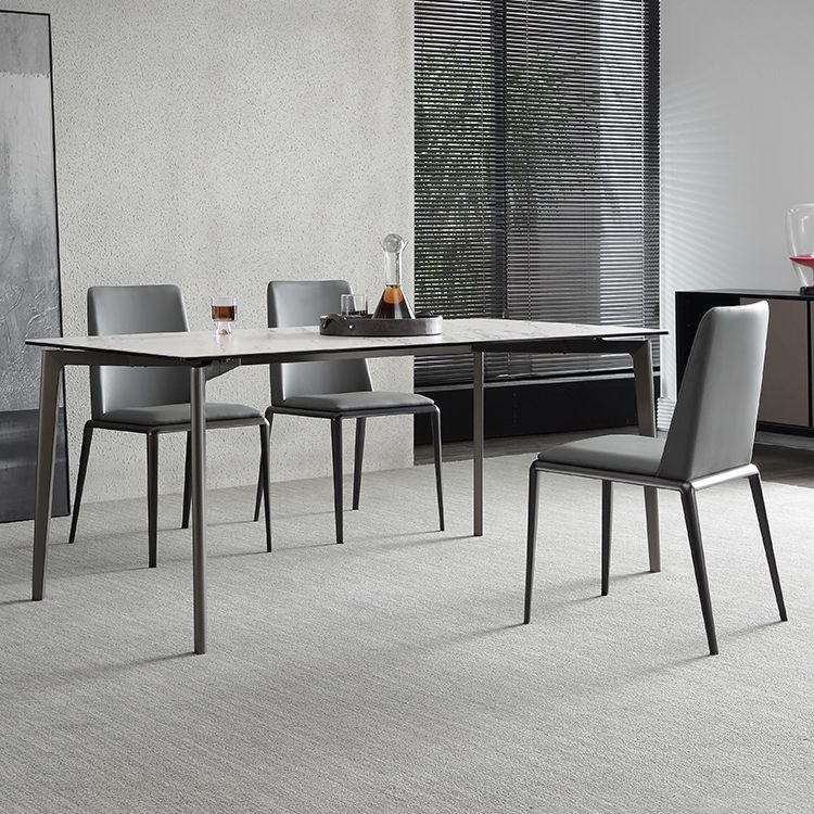 Mesa de comedor de piedra sinterizada, mesa rectangular de 4 patas de estilo lujoso para el hogar