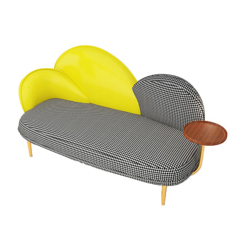 Contemporary Curved Sofa Sloped Arm Sofa with Storage Tray for Living Room