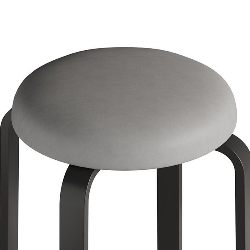 Grey Modern Standard Round Leather Water Resistant Indoor Standard