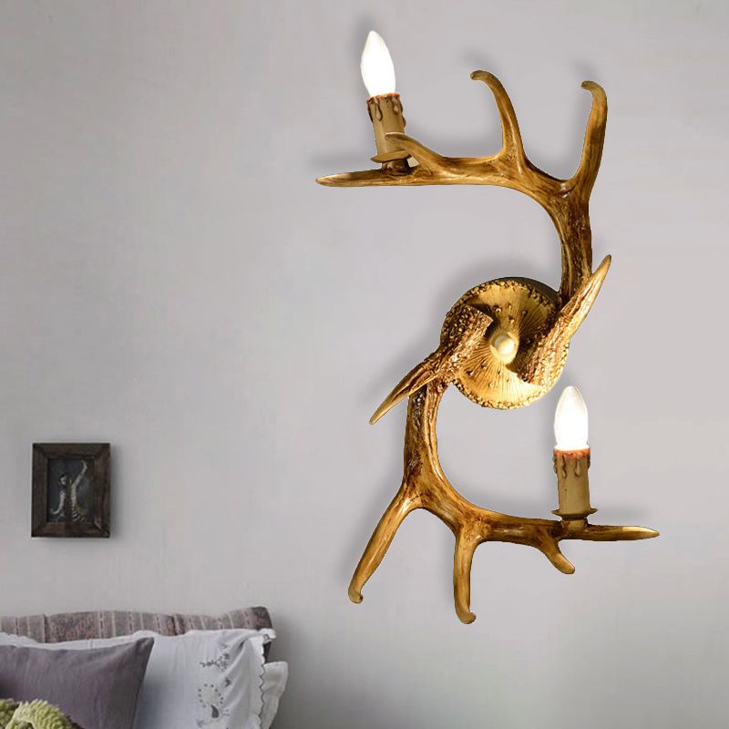 2 luces Lámpara de pared de resina Bombilla expuesta de bombilla de interior lámpara de apliques de interior