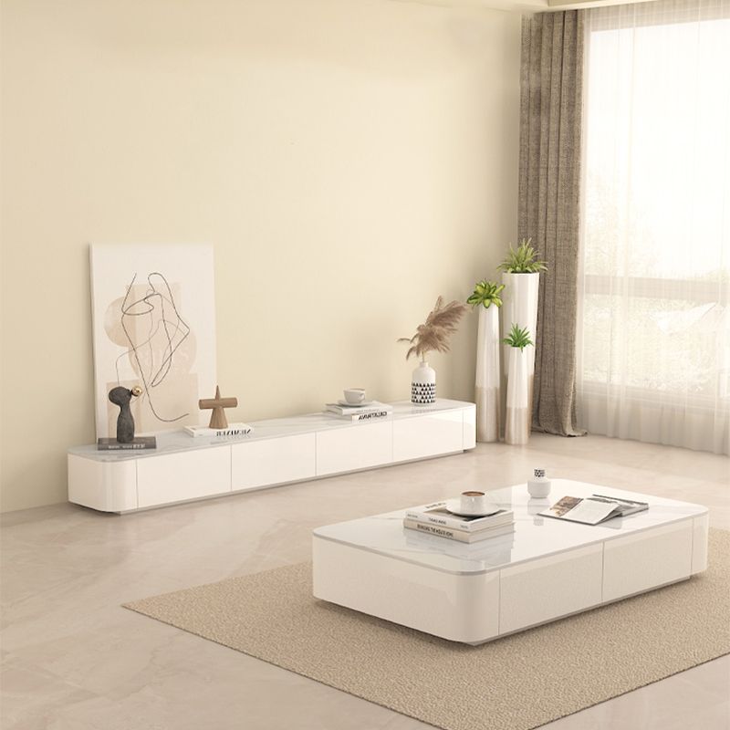 Block Rectangular Coffee Table Modern Single Coffee Table with Drawers