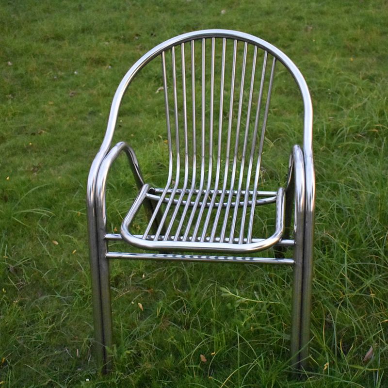 Silver Outdoor Bistro Chairs Metal Stacking Outdoors Dining Chairs