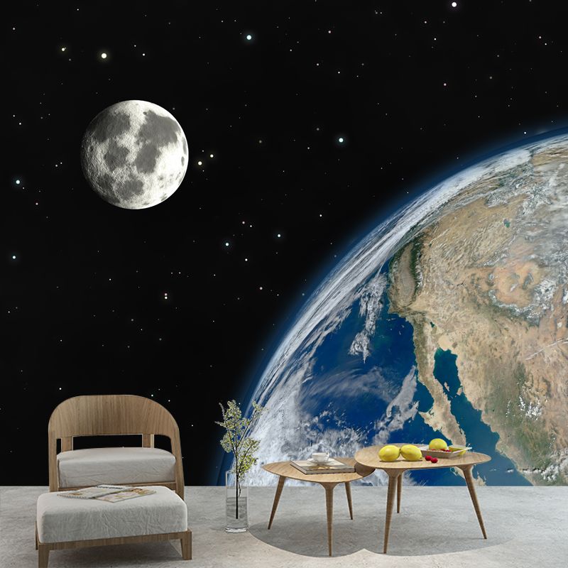 Full Size Wall Mural Decal Modern Dreamy Outer Space Wall Decor in Dark Color