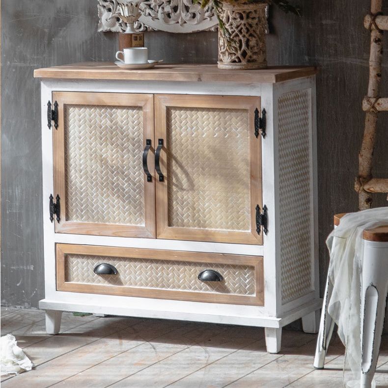 Distressed Wood 1 - Door Accent Cabinet Industrial Shelves Included Cabinet with Drawers