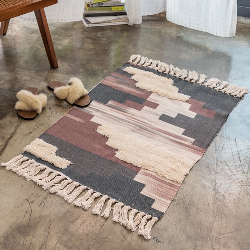 Creative Shiplap Rug Multi-Color Boho Chic Rug Cotton Pet Friendly Rug for Home