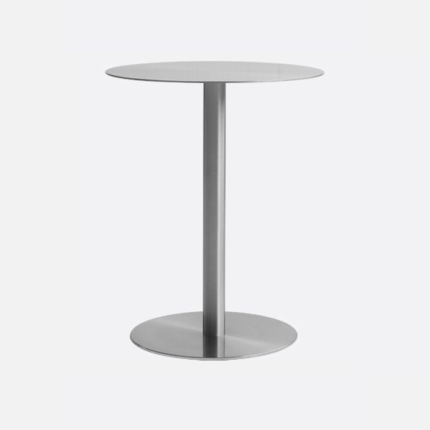 Metal Industrial Dining Table Stainless Steel Top Table with Pedestal Base