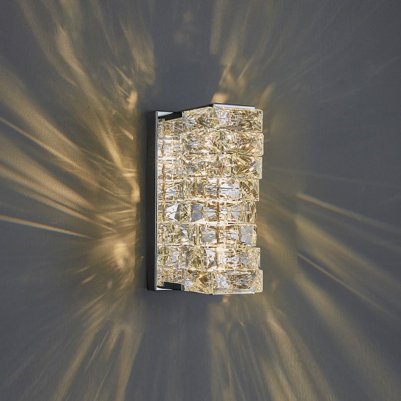 Luz de pared geométrica moderna Luz de acero inoxidable aplastante con cristal para sala de estar