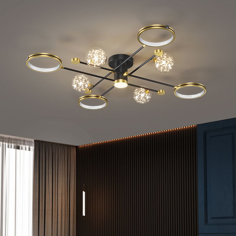 Lampe de plafond moderne de globe de lumière affleurante de LED en métal pour la chambre à coucher