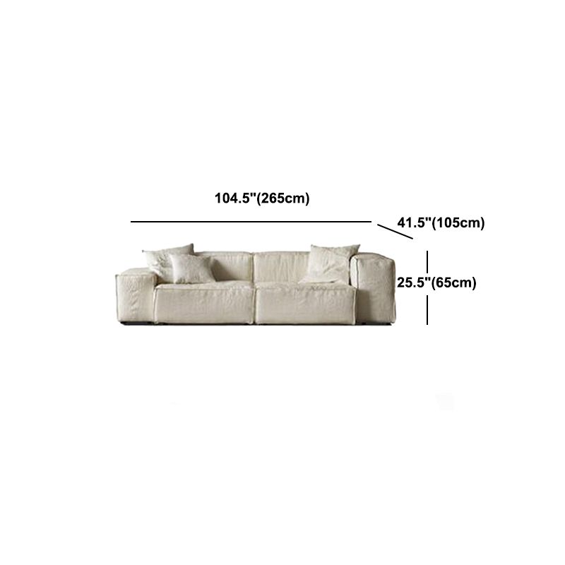 Cotton Blend Square Arm Sectional Sofa 25.6"High Cushion Back Sofa,White