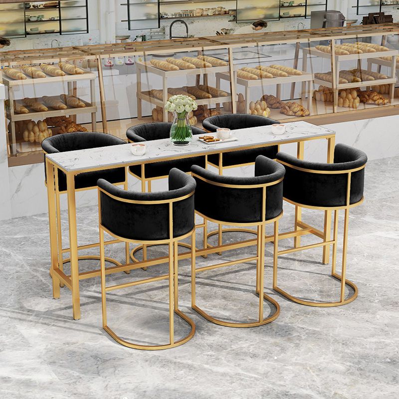 Glam Reposabrazos Respaldo Taburete De Bar Hierro Leche Tienda De Té Taburete De Bar con Cojín Y Pedal