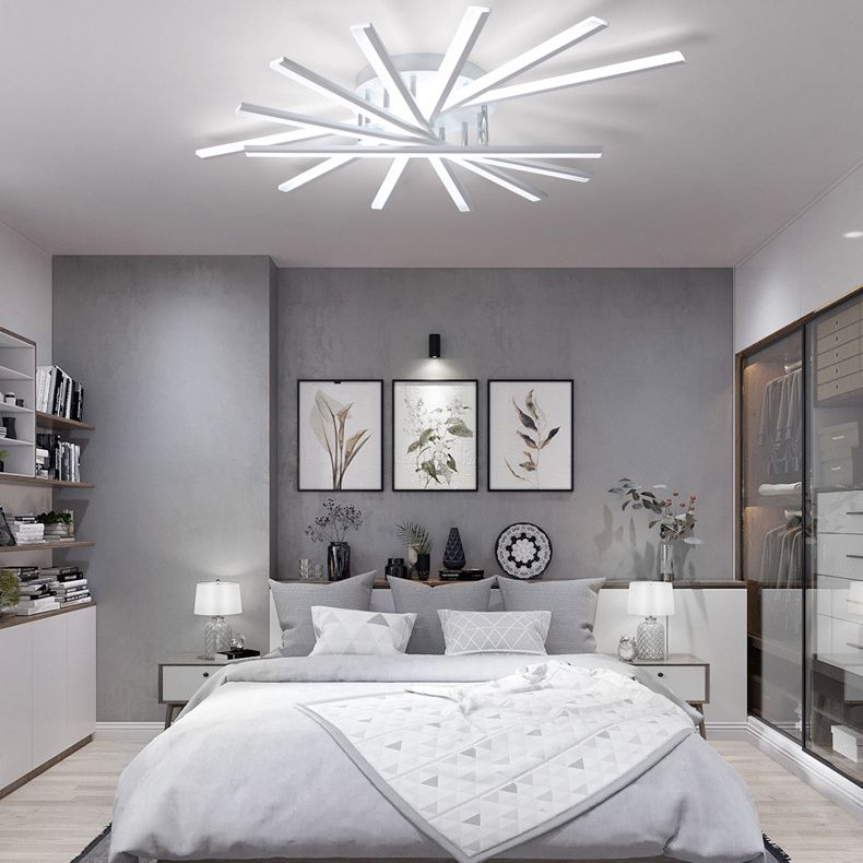 Iluminación de montaje semi descarga en forma de abanico Sala de estar acrílico Ligera LED de techo LED en blanco