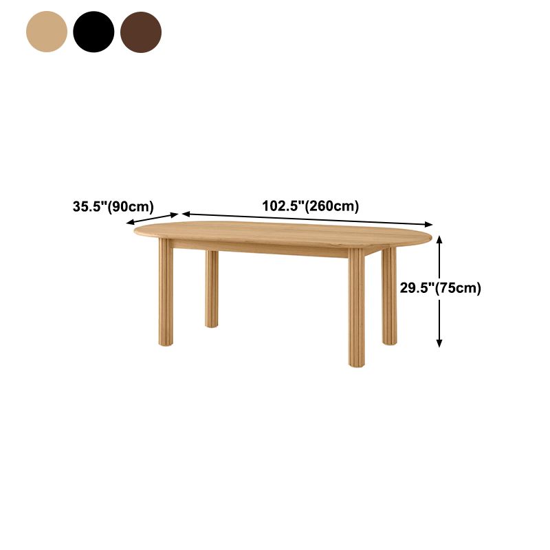 Oval Dining Table Pine Solid Wood Dining Table with 4 Legs for Kitchen