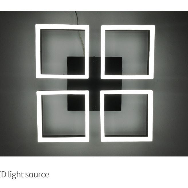 Lámpara de techo cuadrado de acabado negro de estilo simple led de metal led semi rasgador de montaje