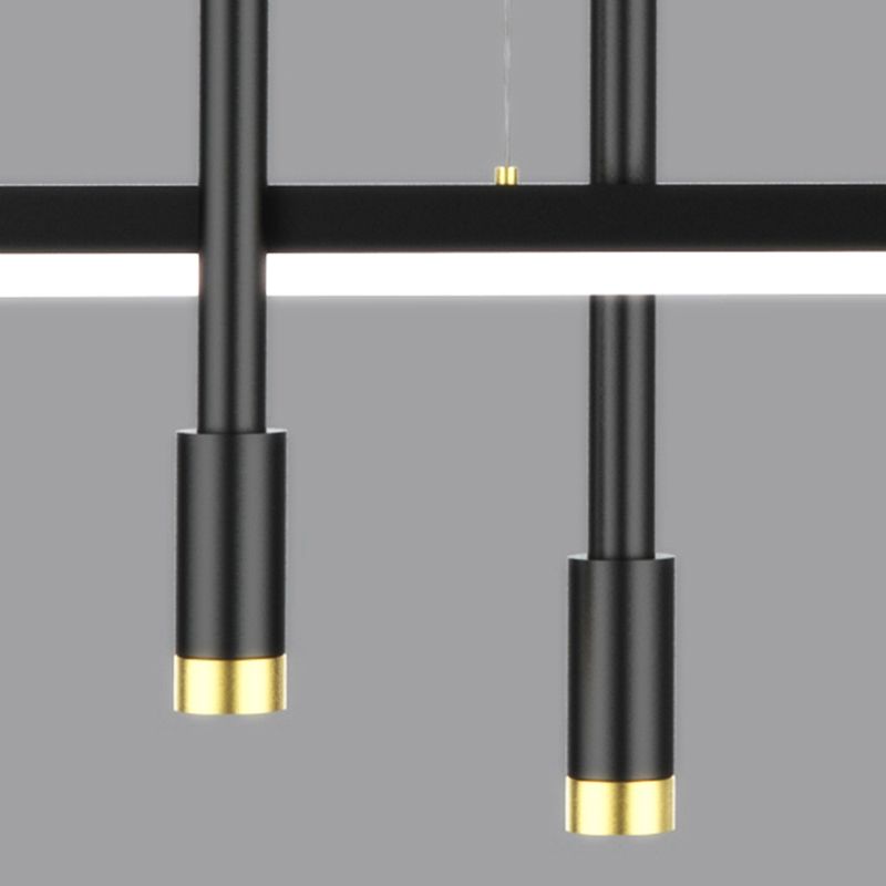 Luce a ciondolo a LED LED LINEAR BLACE Light a soffitto in ferro battuto in stile moderno con tonalità in alluminio