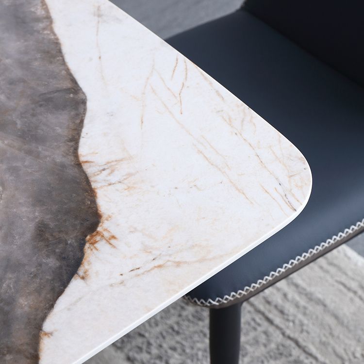 Mesa de comedor rectangular Mesa de comedor de piedra moderna con pedestal doble