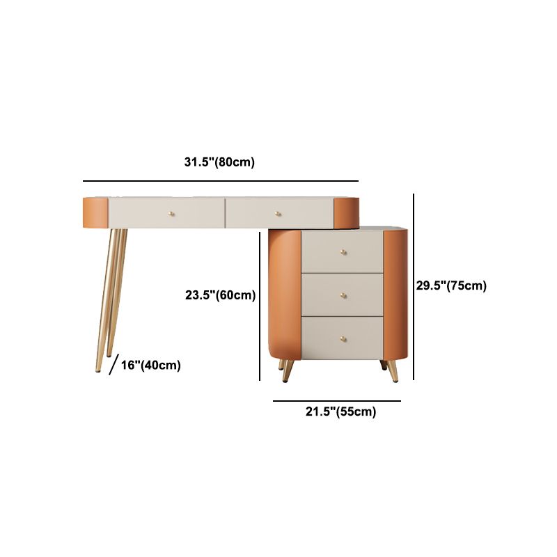 Luxurious Vanity Set with Padded Stool 5 Storage Drawers Vanity Desk