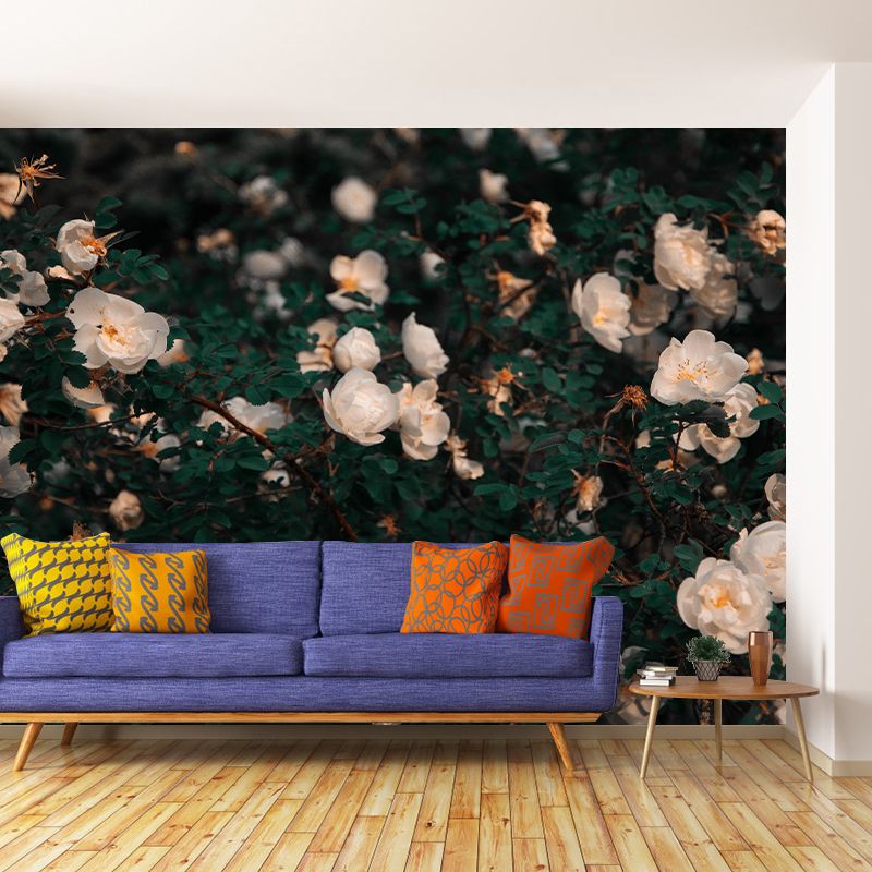Elegant Blooming Flower Contemporary Mural Wallpaper for Girl's Bedroom