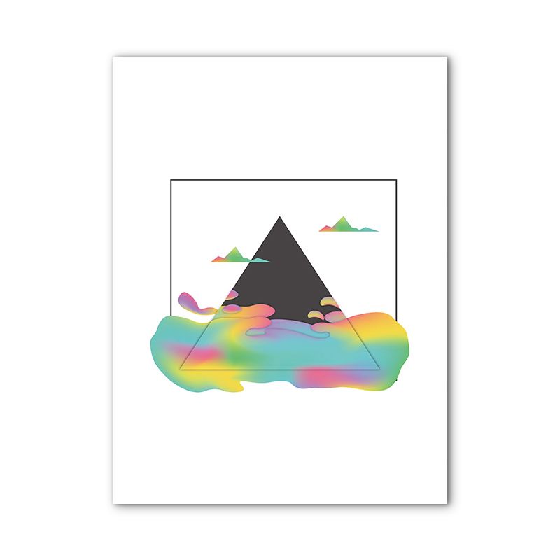 Mountains View Canvas Print Scandinavian Landscape Painting in Black for Guest Room