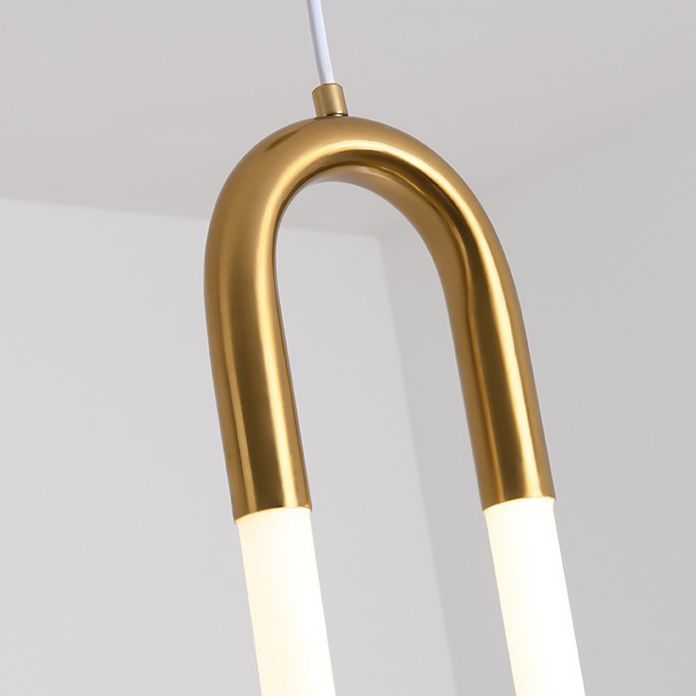 Gold Round Shape LED Pendant Lamp Modern Minimalist Metal Hanging Lamp for Living Room