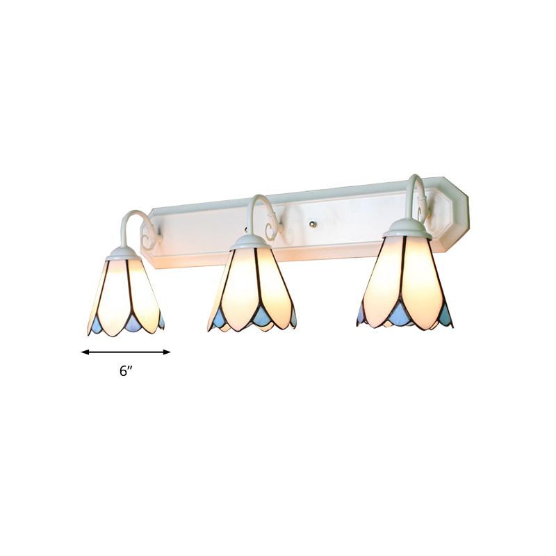 3 Lights Wall Mounted Lighting Tiffany Lily White Glass Sconce Light for Bedroom