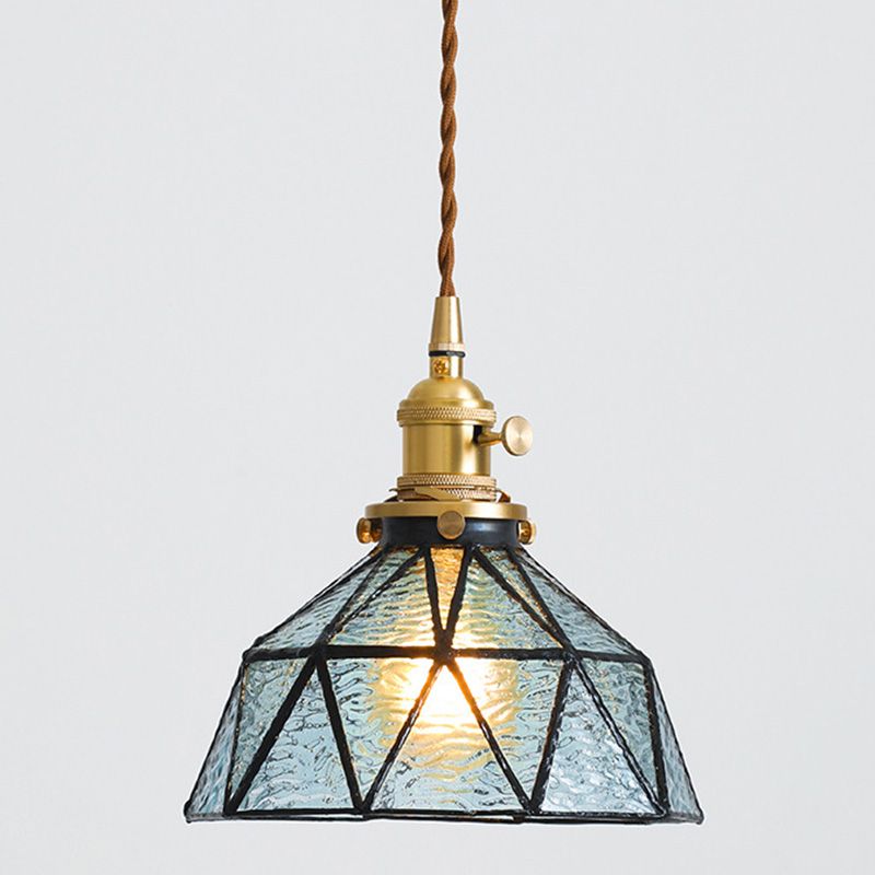 Bowl Shade Hanging Lighting Industrial Style Glass 1 Light Hanging Lamp for Bedside