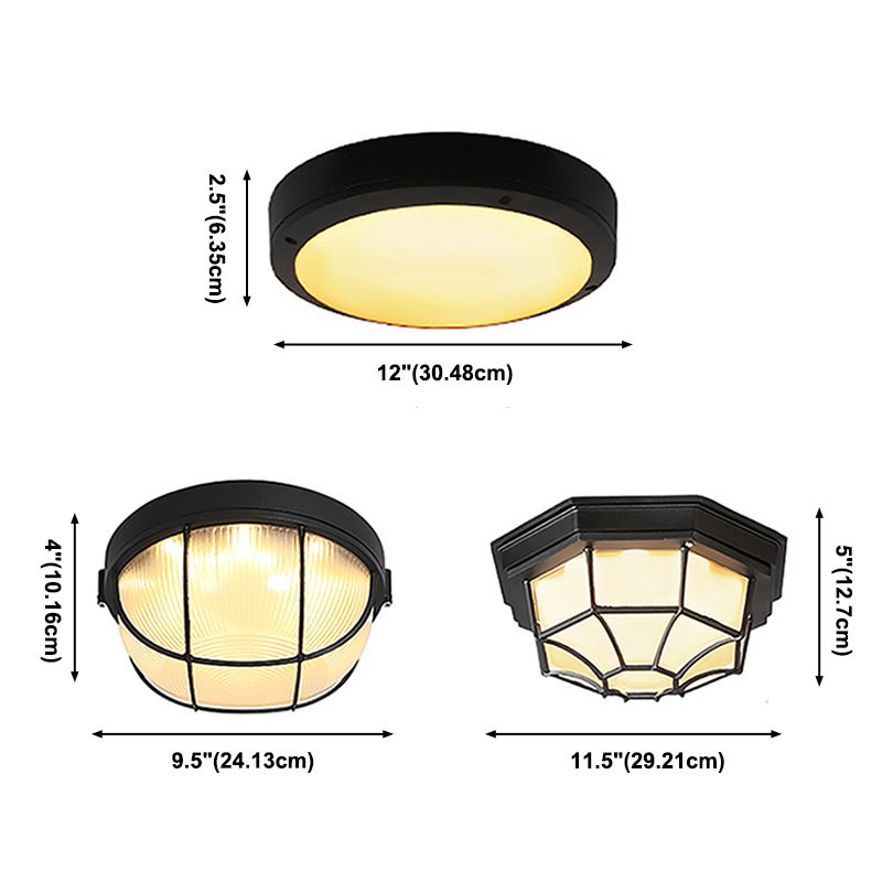 Traditioneel inbouwlichtarmatuur, 1-lichts LED dicht bij plafondlamp met witte acrylkap