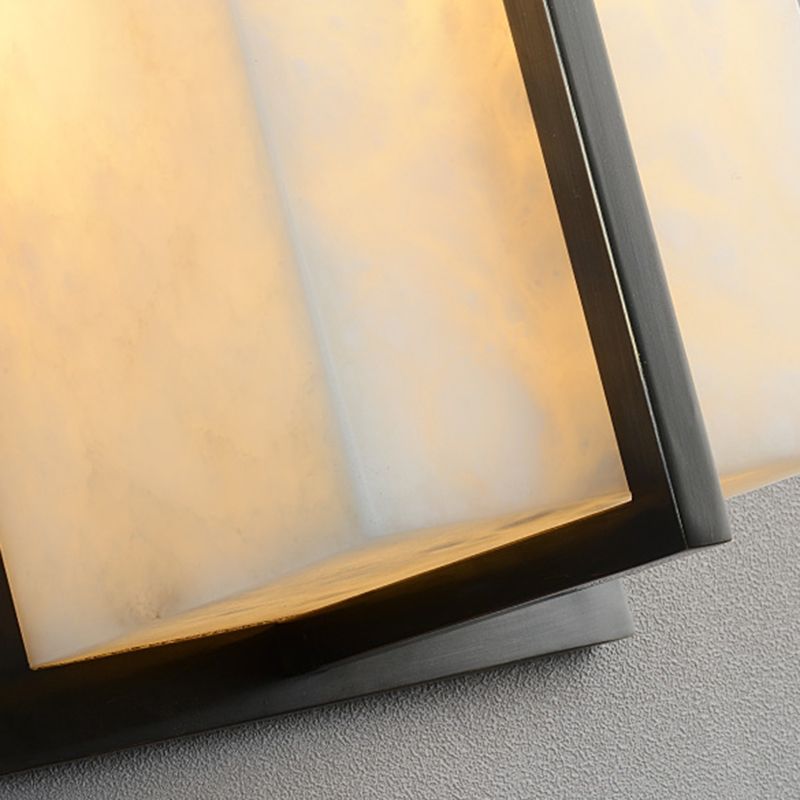 Modern Wall Lamp Square Shape Wall Mount Lamp with Stone Shade for Bedroom