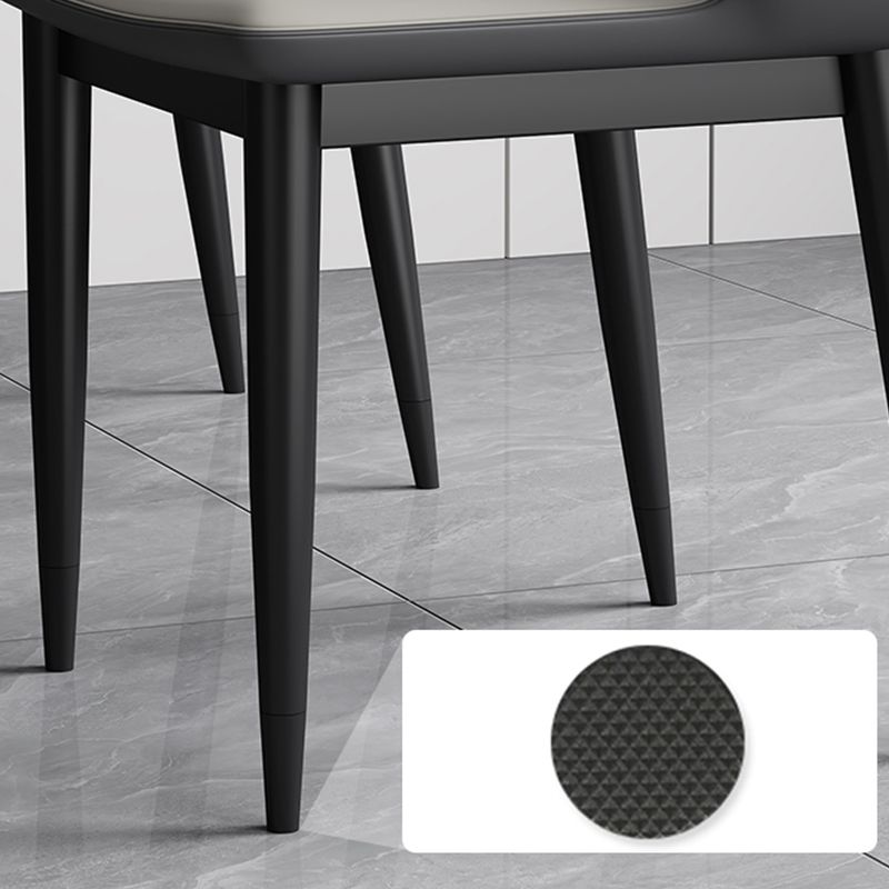 Modern Open Back Side Chair Leather Upholstered Armless Dining Chair with Metal Base