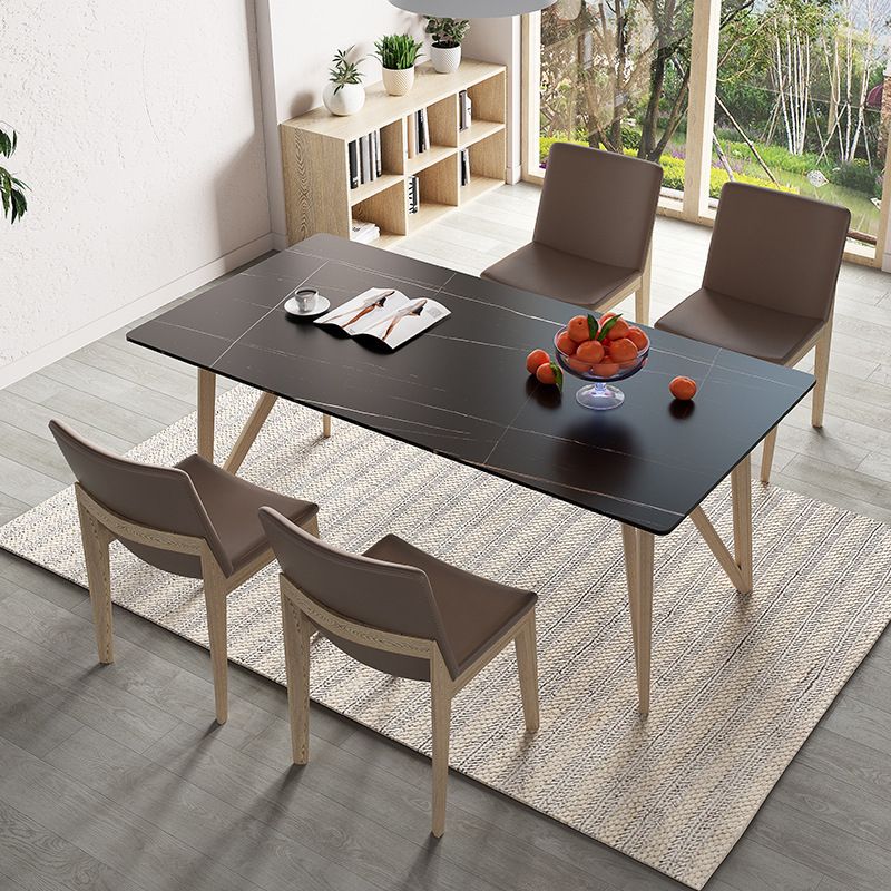 Matte Finish Dining Table Set with Wooden Frame 1/4/5/7 Pieces Glam Dinette Set for Home