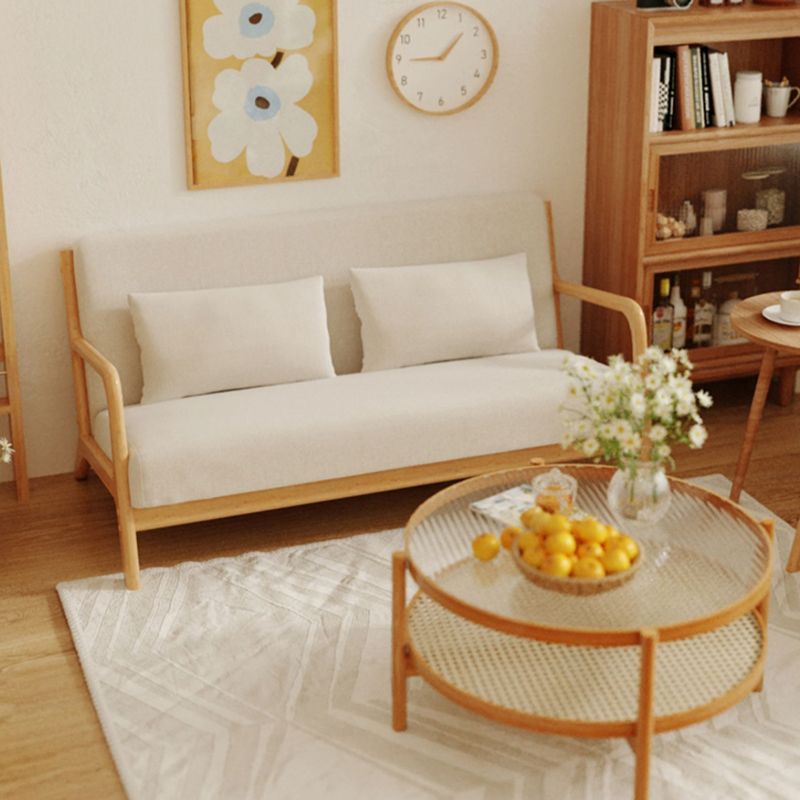 Nordic Solid Wood Sofa 3-Seater Square Arm Sofa with Single Cushion Seat
