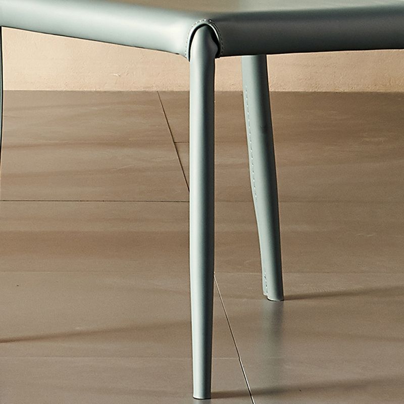 Metal Contemporary Home Side Chair with Leather Legs Matte Finish Dining Chair