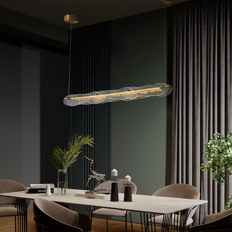 Luces colgantes de isla lineal accesorios de iluminación de lámparas de vidrio modernos para restaurante