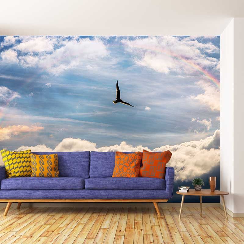 Rainbow Sky Murals Wallpaper for Bedroom, Waterproofing, Custom Size Available