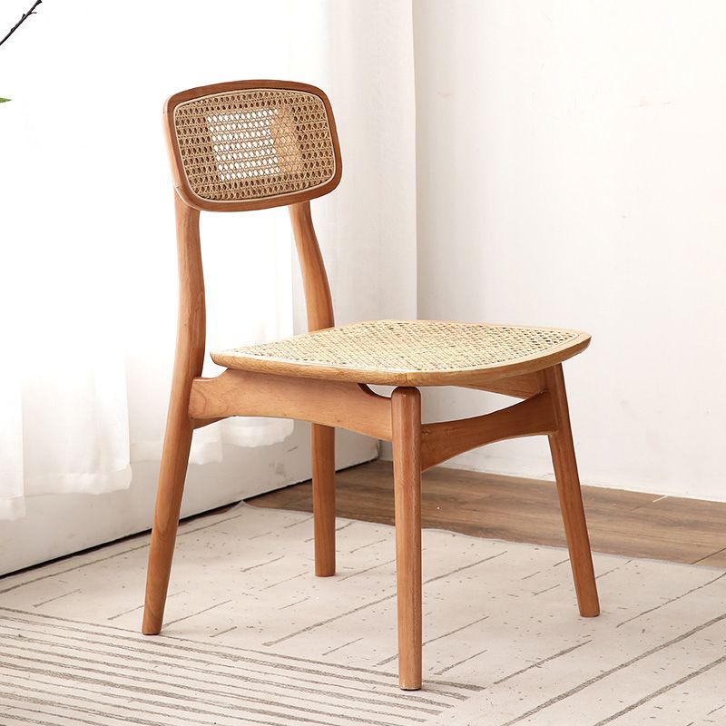 Sillas de comedor estilo moderno Sillas sin brazos con respaldo abierto y patas de madera